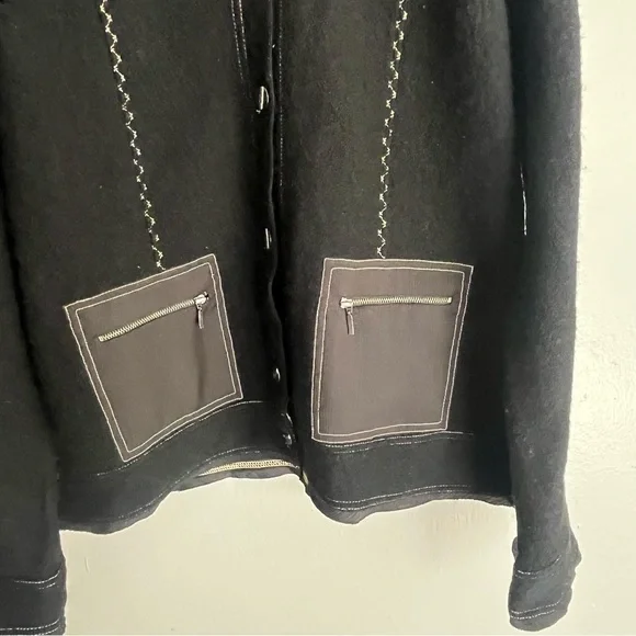 Chicos Vintage 100% Wool Button Front Mock Neck Jacket Size Large - Picture 10 of 11